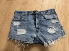 Levi's 505 ストレートデニム メキシコ製 ダメージ加工ショートパンツ