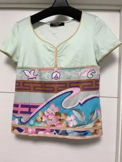 最終お値引き☆LEONARD 花柄プリント Tシャツ 半袖 ミントグリーンのサムネイル