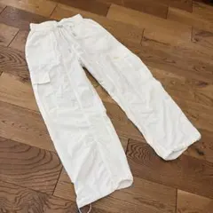 ホワイト カーゴパンツ ウエストゴム