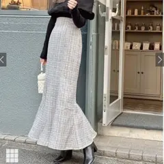 GRL ラメチェックツイードマーメイドスカート dk1080