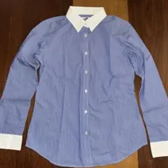 UNIQLO 青と白のストライプ 長袖シャツ L