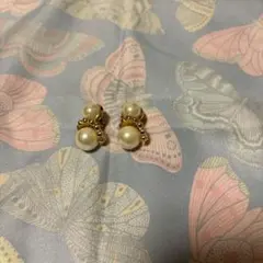 パール ゴールド スタッドイヤリング