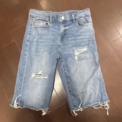 ダメージ加工 ハーフパンツ ライトブルー