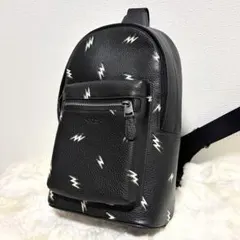 【未使用級】COACH オールレザー ライトニングボルトプリント ボディバッグ
