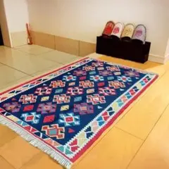 ペルシャ オールドキリム 本物 手織り リバーシブル オールシーズン キリムラグ