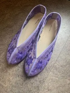 専用　niko and… オリジナルチュールフラットパンプス 刺繍のサムネイル