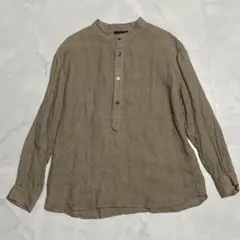 ③02195-0001-5 ハイカウントリネンバンドカラーシャツ - メルカリ