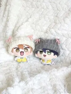 にじまるっと　猫耳ニット帽2点セット　白・グレー