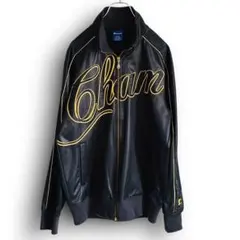 Champion ビッグ刺繍 トラックジャケット 黒金 光沢素材 XL