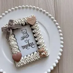 ホイップデコ トレカケース アイボリー 茶色 りぼん クッキー くま ハート