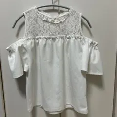 ホワイトレースオフショルダートップス