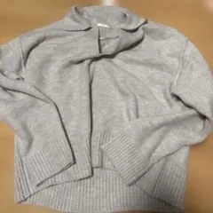 GU襟付き 長袖 ニット グレー