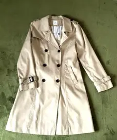 レディーストレンチコート　ロング丈　ベージュ　Lサイズ　裏地あり