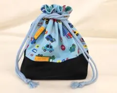 はたらく車柄　水色　お弁当袋　入園入学準備　男の子　ハンドメイド