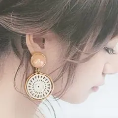 アンティーク調ボタン♥×レース編み☆*° ピアス＆イヤリング