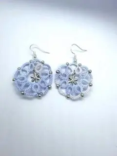 タティングレース ピアス 雪の結晶　クリスマス　ハンドメイド　イヤリング