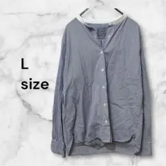 長袖 シャツ ストライプ柄 青 美品 人気デザイン 大人女子 オフィス L603