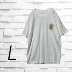 Tシャツ ホワイト Lサイズ 太陽と月の刺繍 P335