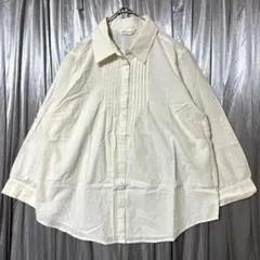 ストライプ コットン ピンタック 長袖シャツ レディース M GIVORS Y