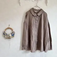 タグ付✨サマンサモスモス ブラウス 刺繍襟 ゆったり ビッグカラー 
