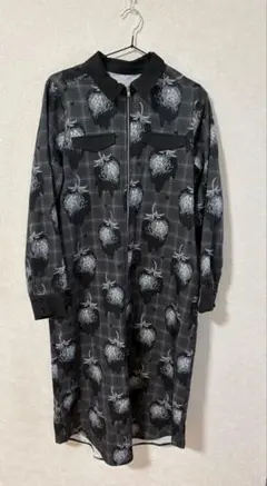 夢展望 Dear My Love 長袖 いちご チェック柄 シャツワンピース