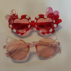 ディズニー ミニー風ハート型サングラスと猫耳型サングラスセット