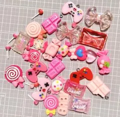 デコレーションパーツ まとめ売り ピンク 赤系