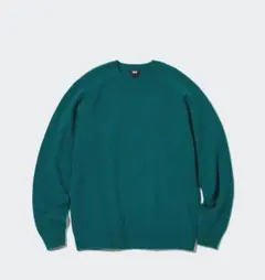 【新品 】ユニクロ プレミアムラムクルーネックセーターLサイズ グリーン男女兼用