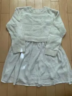ホワイト ニットセーター スカートセット