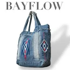 希少 BAYFLOW ベイフロー★ネイティブ柄 刺繍 デニム トートバッグ