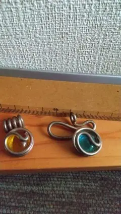 純銀 シルバー 琉球ガラス 作家物 ２個セット