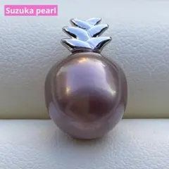 本真珠　淡水バロックパールネックレストップ　ブラウン紫PT494