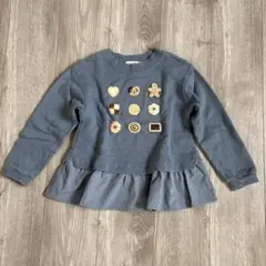 BEAMS mini ブルー　フリル付きトレーナー　スウェット　120