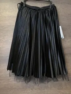 値下げ！未使用品　エムズグレイシー　黒　チュール　ベロア　プリーツスカート
