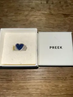 PREEK ハート型 シルバーリング　青　20号