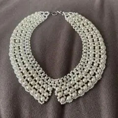 パールホワイト ビーズ装飾 つけ襟