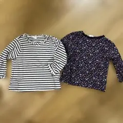 長袖Tシャツ 9M-12M ストライプと花柄