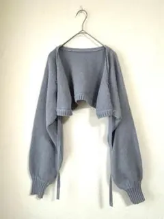 GRL グレイル クロップド丈 カーディガン ニット バルーンスリーブ 水色 M