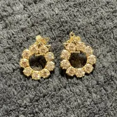 スワロフスキー 両耳ピアス 人工ダイヤ フープピアス ピンクゴールド 