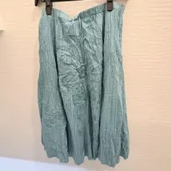 水色 フレアスカート しわ加工