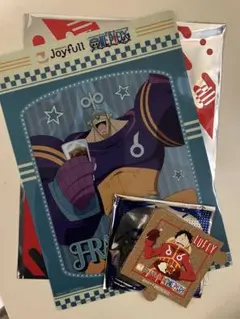 ジョイフルコラボ ワンピース FRANKYクリアファイル　LUFFYコースター
