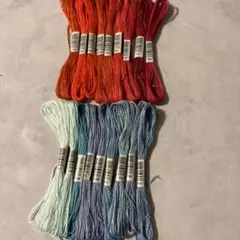 刺繍糸　１８本セット　オレンジ＆ブルー カラー　ミサンガ　刺し子　ステッチ