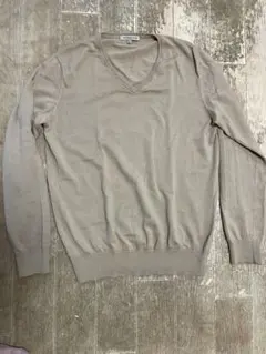 UNIQLO エクストラファインメリノウール ベージュ Vネックセーター L