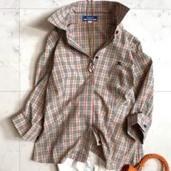 極美品♪バーバリーブルーレーベル ノバチェック ホース刺繍 コットンシャツ