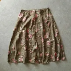 【美品】LAURA ASHLEY 花柄 スカート カーキ