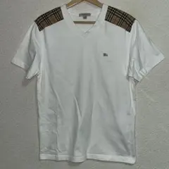 バーバリーロンドン 肩チェック Vネック TシャツM