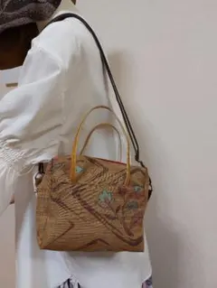 帯リメイク　ミニボストンショルダーバッグ