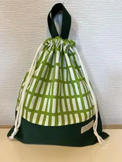 ハンドメイド☆体操服袋☆北欧調黄緑×緑