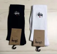二足セット stussy ステューシー ロゴ ソックス 靴下 メンズ 白 黒