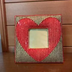 ビーズのハート写真立て